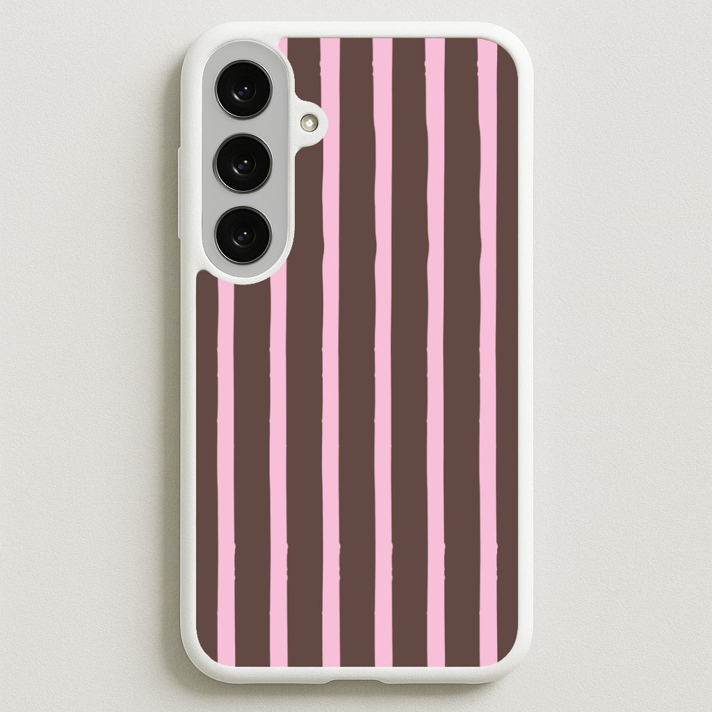 Chocolate & Strawberry Stripes Galaxy S25FE Case