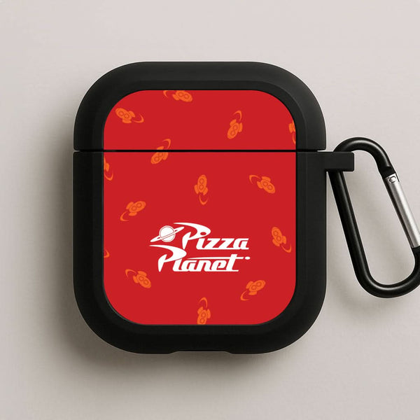 Pizza Planet Pattern Black AirPods Case