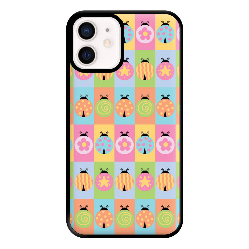 Cartoon Ladybugs Colourful Pattern iPhone 12 Mini Case