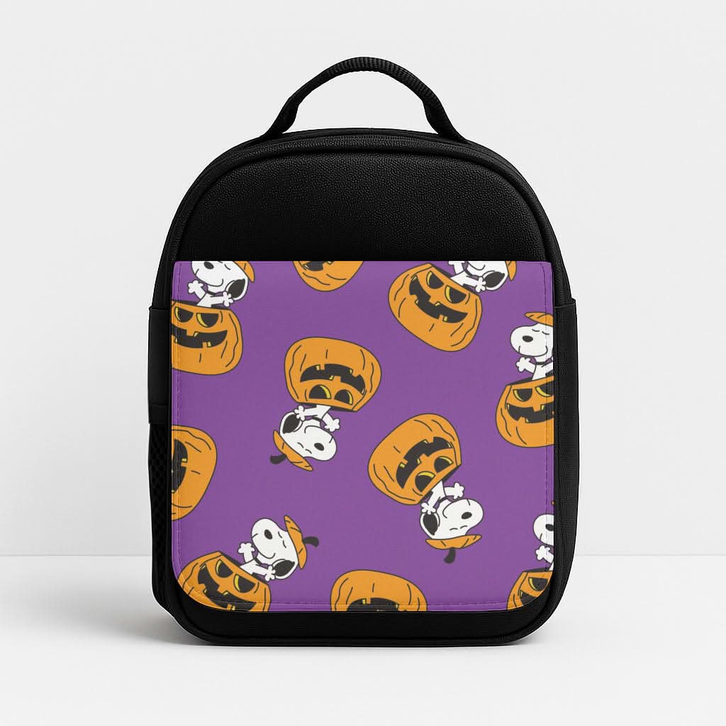 Cartoon Beagle Pumpkin Pattern Insulated Lunch Bag
