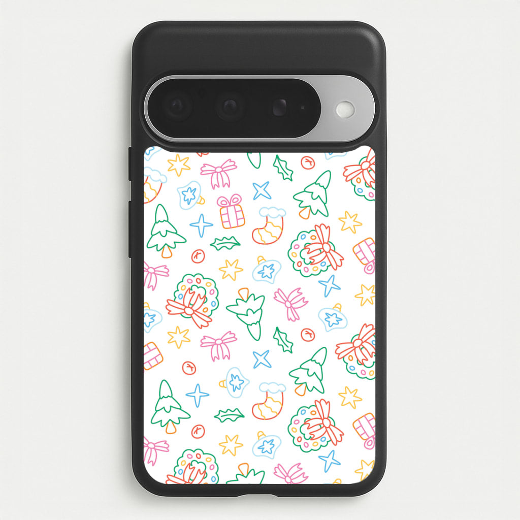 Neon Christmas Icons Pattern II Google Pixel 10 Pro XL Case