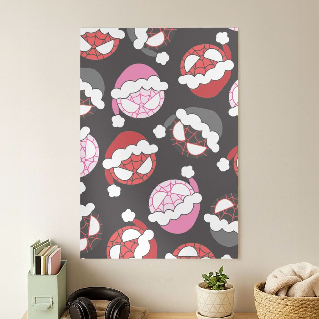 Spider Heroes Christmas Pattern Poster