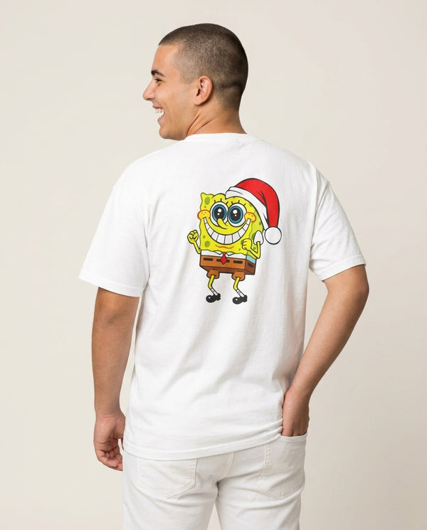 Sponge - Christmas T-Shirt — White Back, worn