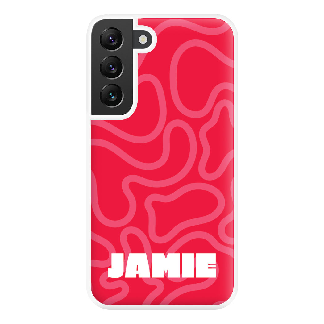 Red And Pink Squiggles Personalised Name Galaxy S22 Case