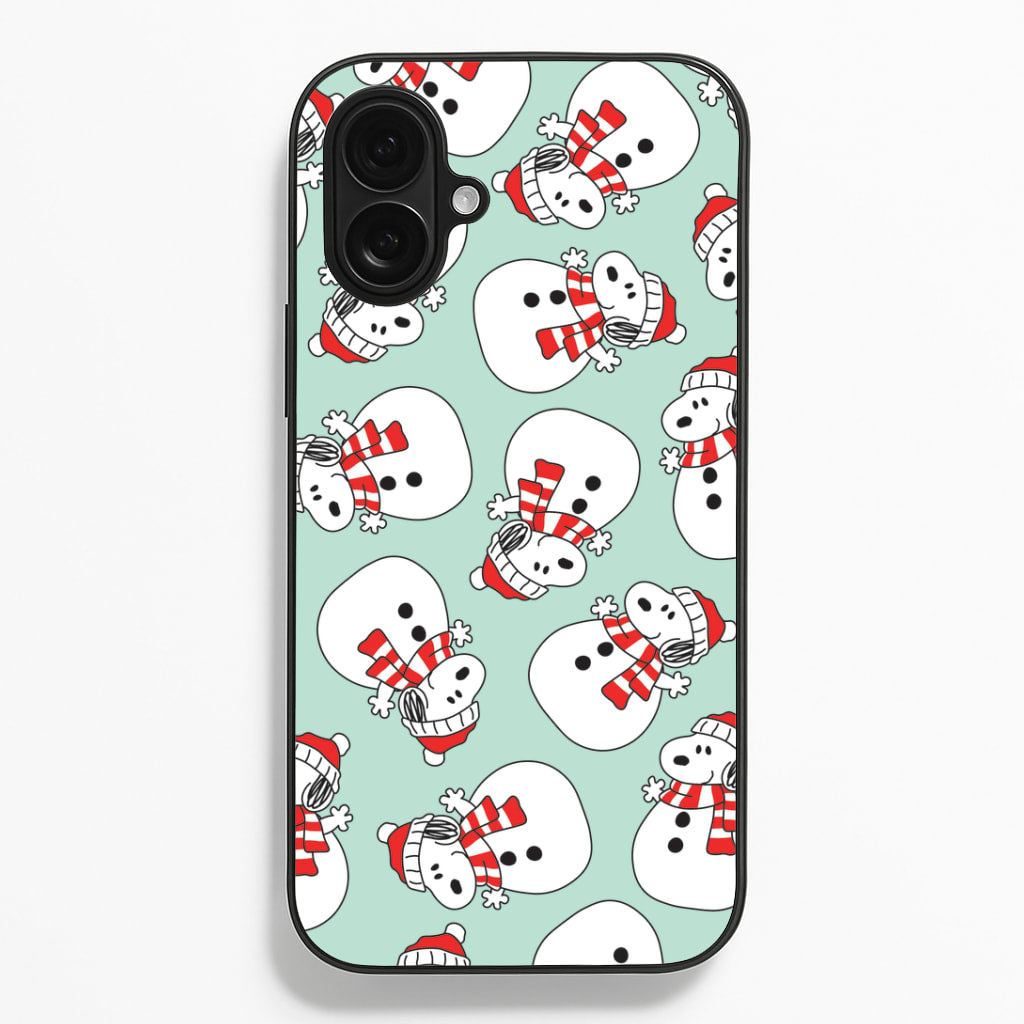 Cartoon Beagle Snowman Pattern iPhone 16 Plus Case