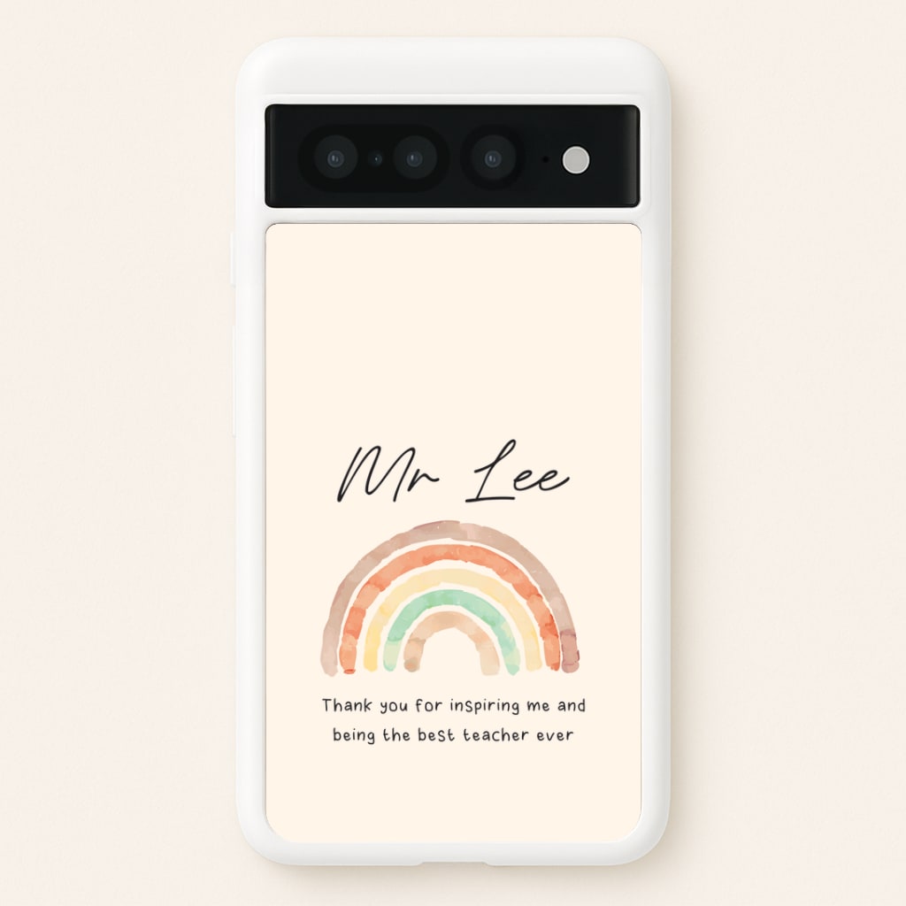 Biege Personalised Teacher Rainbow Google Pixel 7 Pro Case