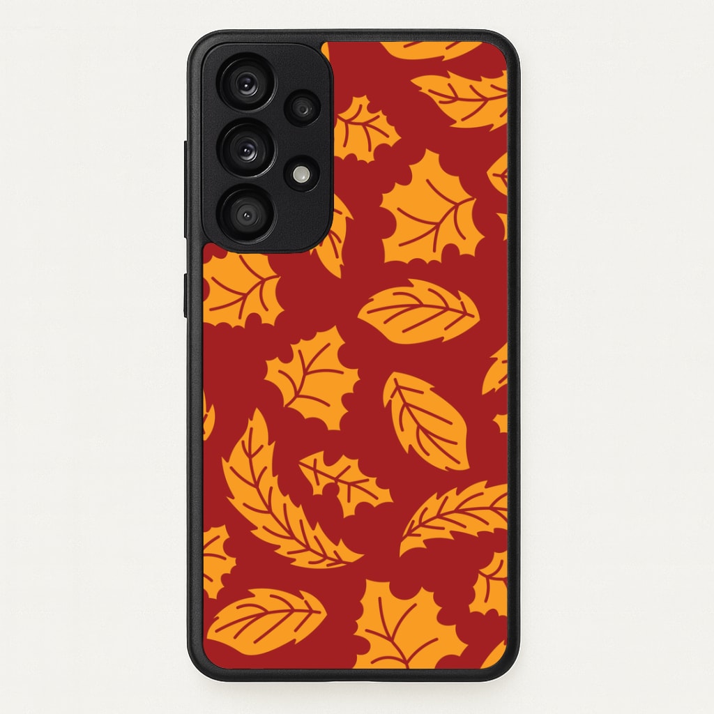 Orange Leaves Pattern Galaxy A53 Case