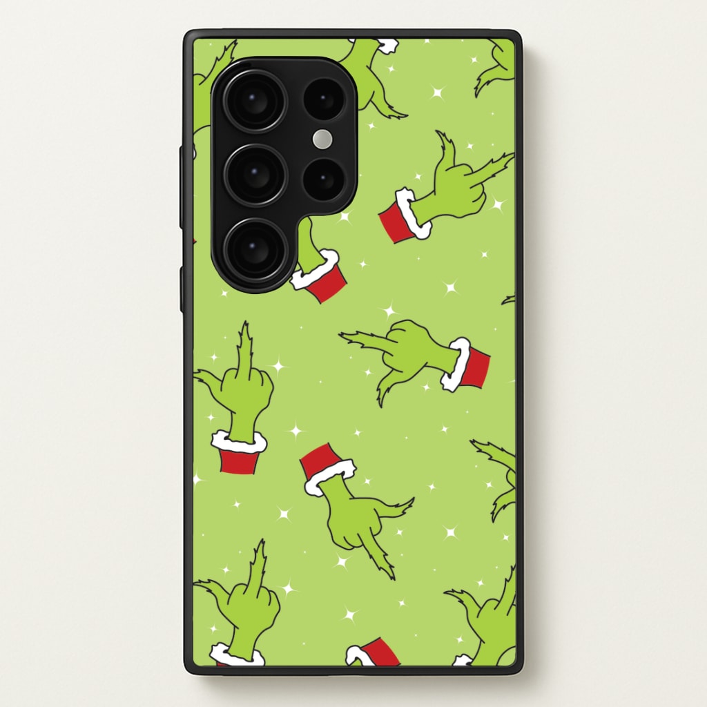 Green Middle Finger Christmas Pattern Galaxy S24 Ultra Case