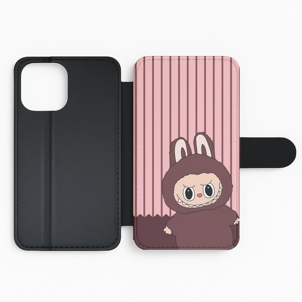 Stripey Cute Brown Monster Flip Phone Case