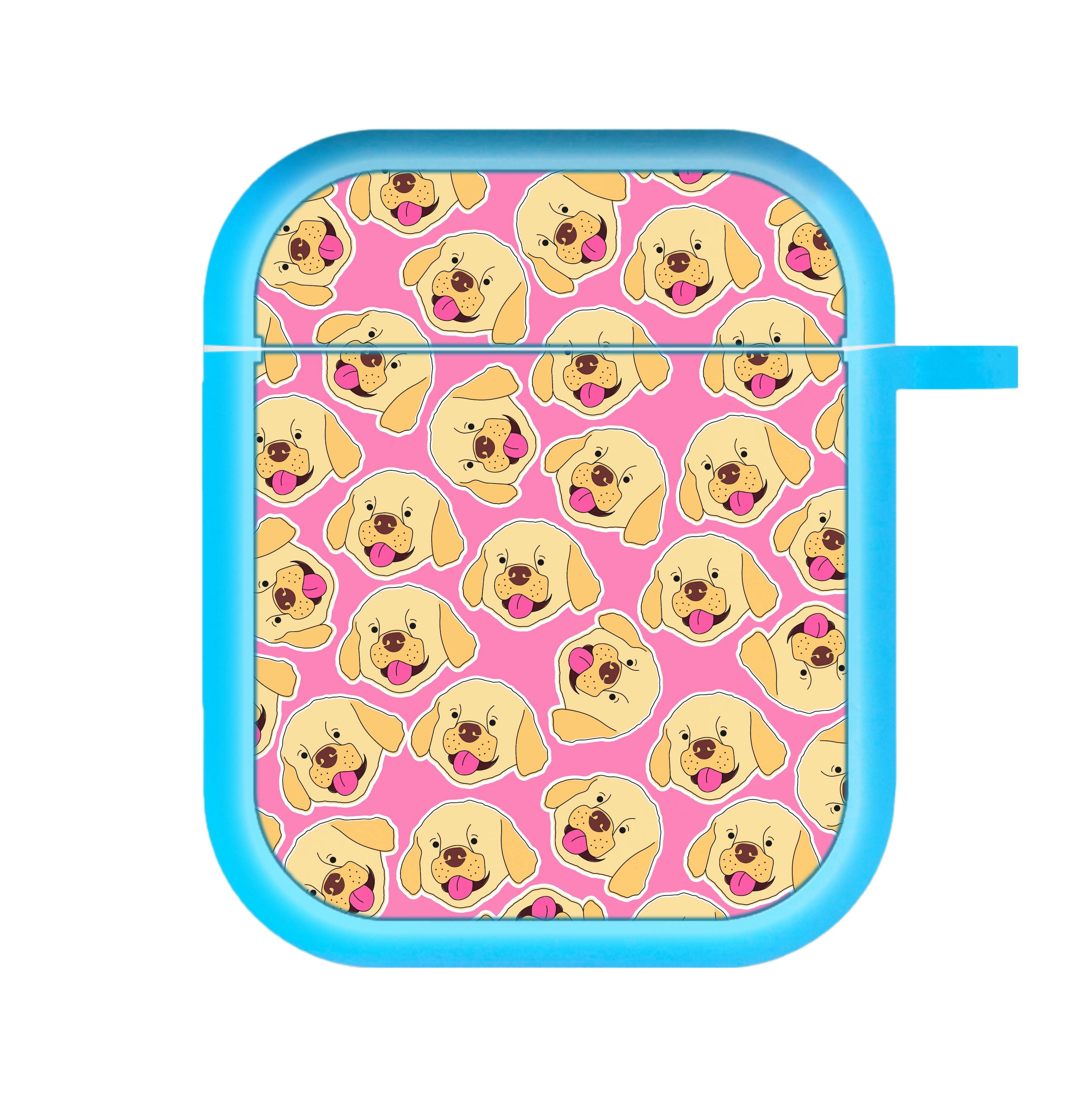 Pink Golden Retriever Sticker Pattern AirPods Case