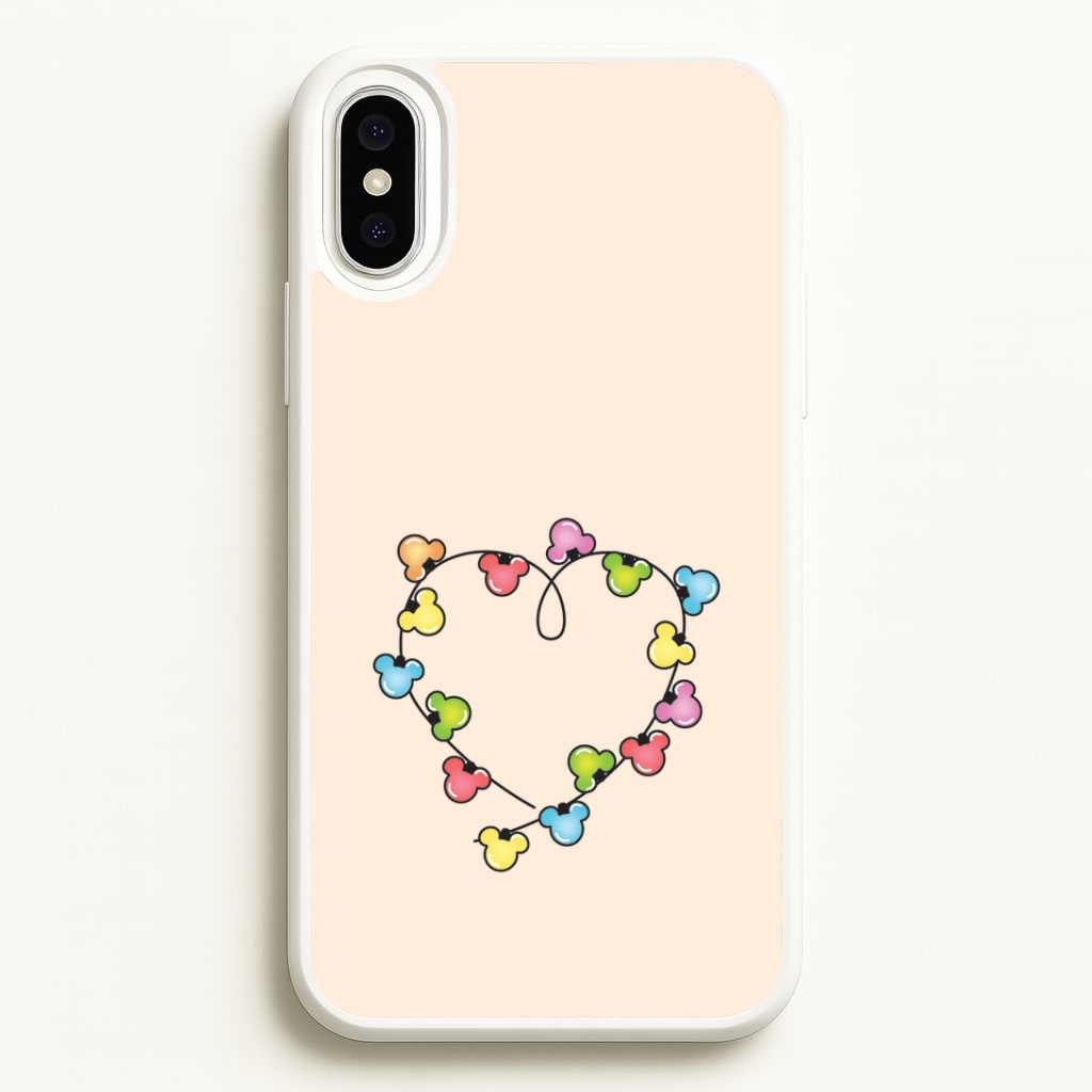 Cartoon Mouse Christmas Fairylights Heart iPhone XS Max Case