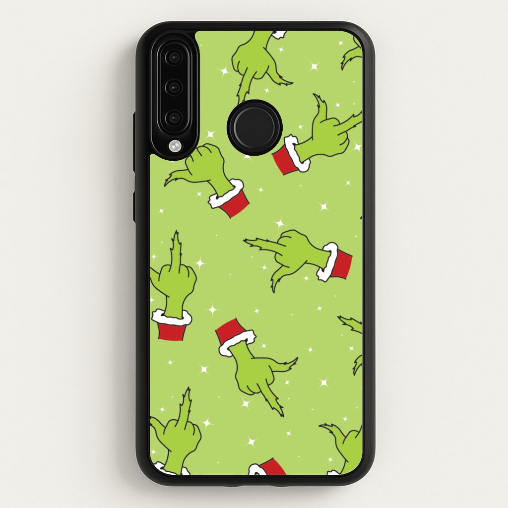 Green Middle Finger Christmas Pattern Huawei P30 Lite Case