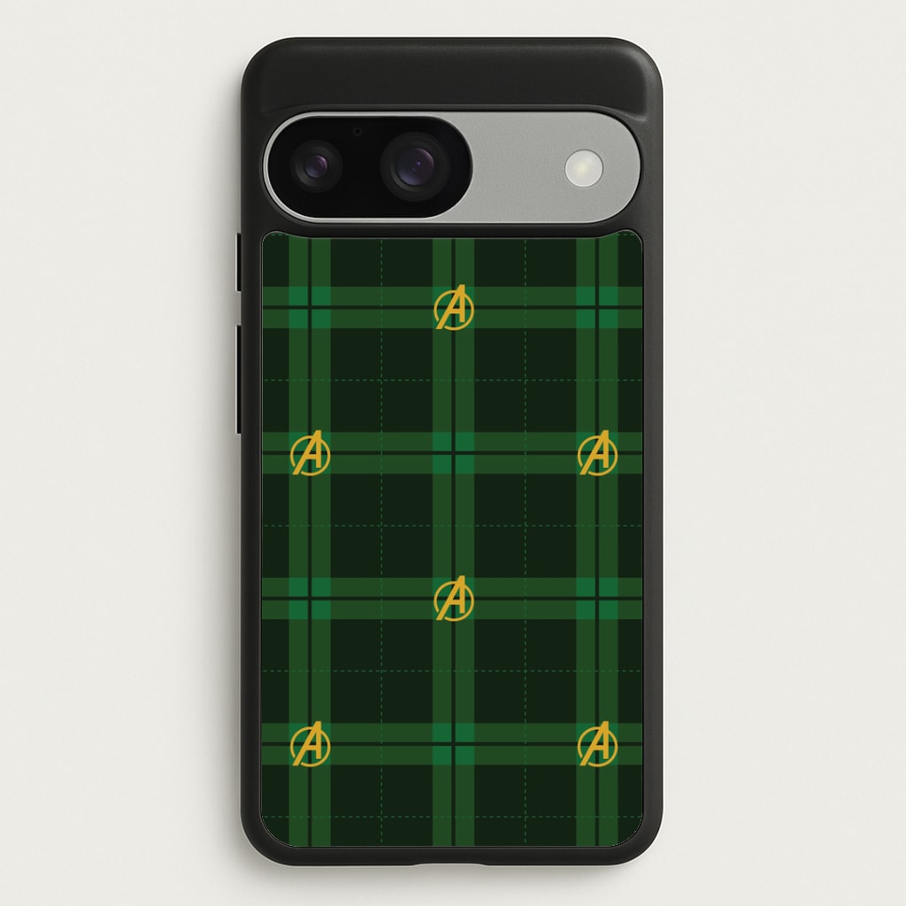 Superhero Team Green Tartan Pattern Google Pixel 9 / 9 Pro Case