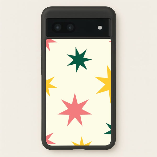 Colourful Christmas Stars Pattern Google Pixel 6a Case