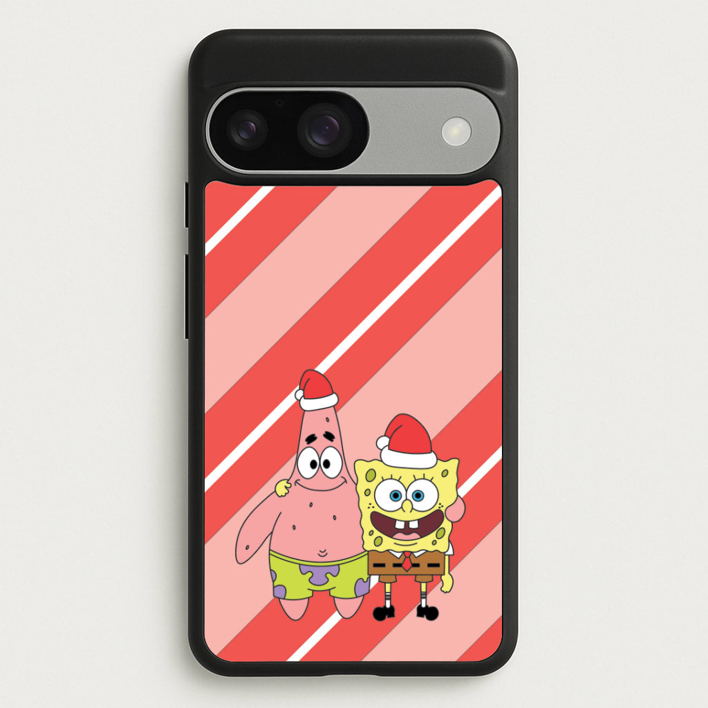 Cartoon Sponge And Starfish Christmas Hats Google Pixel 9 / 9 Pro Case