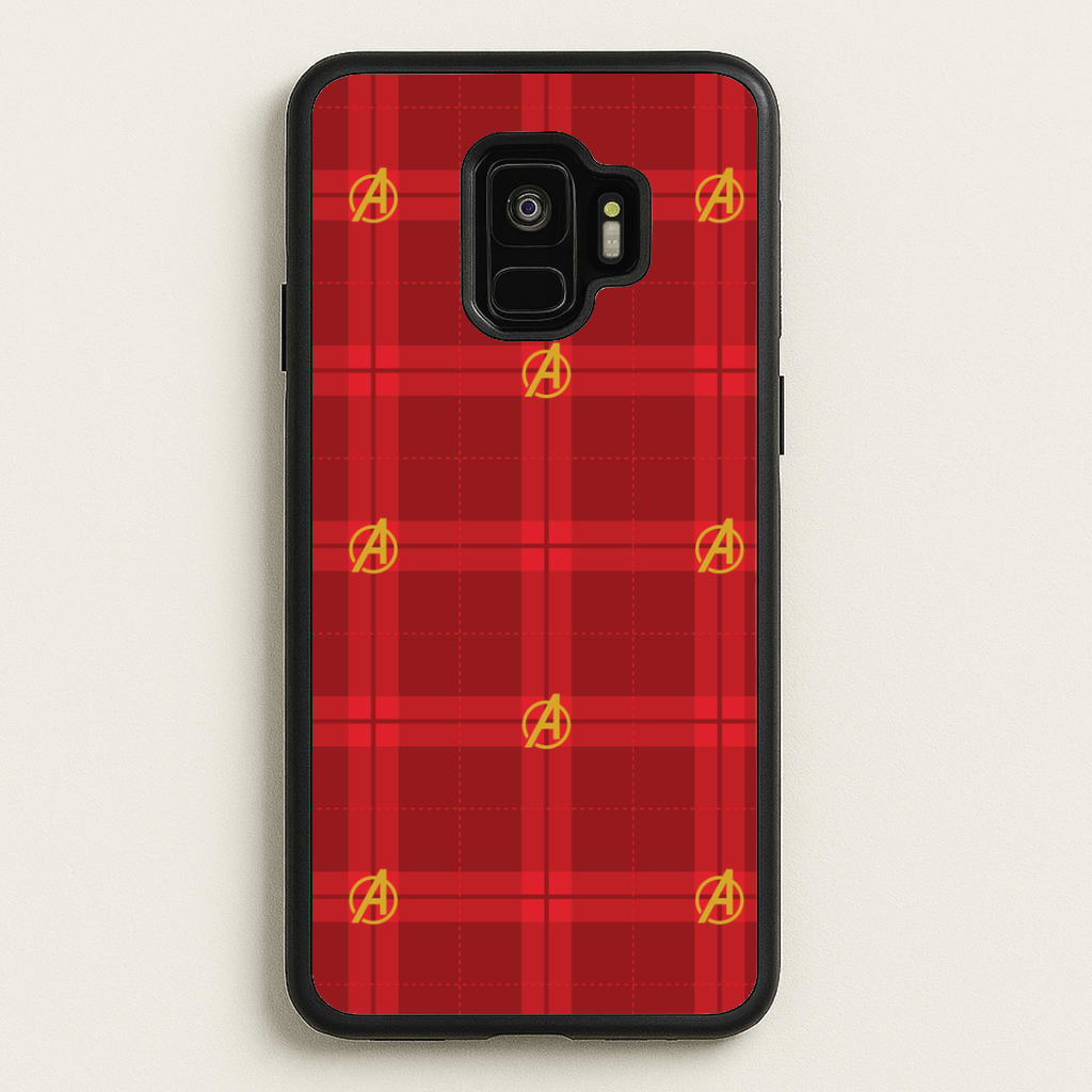 Superhero Team Red Tartan Pattern Galaxy S9 Case