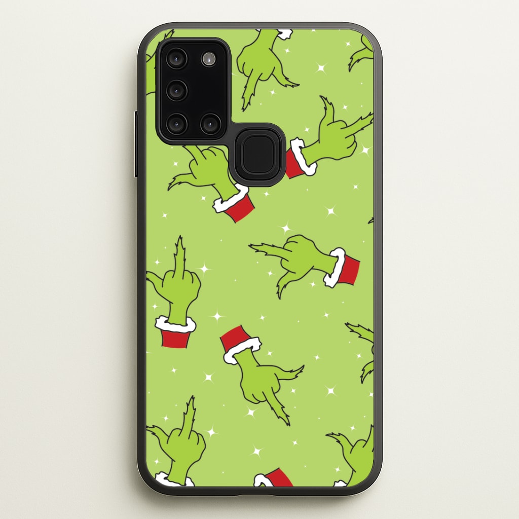 Green Middle Finger Christmas Pattern Galaxy A21s Case