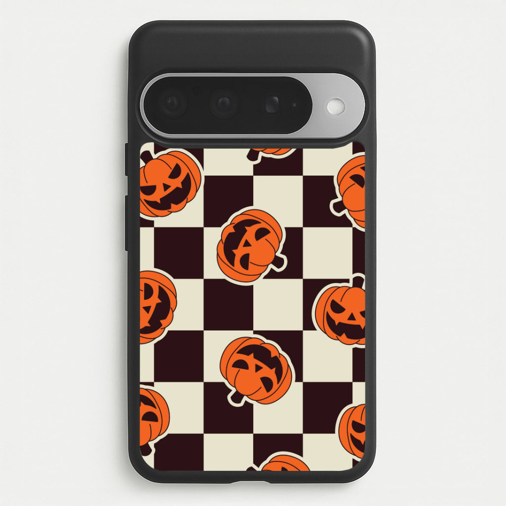 Pumpkin Stickers Checkered Pattern Google Pixel 10 Pro XL Case