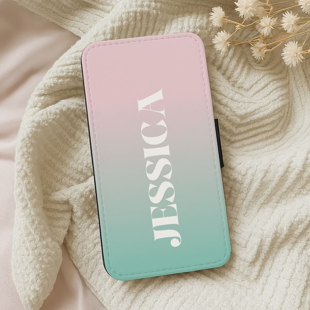 Gradient Personalised Name Leather Phone Case