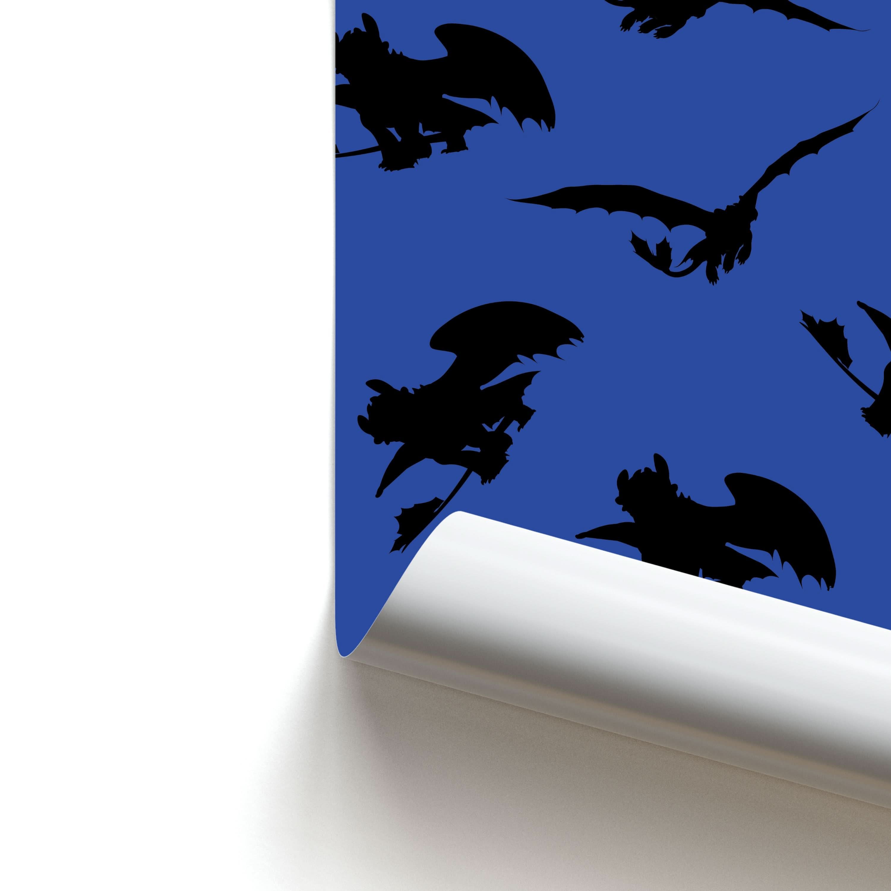 Dragon Silhouettes Pattern Poster