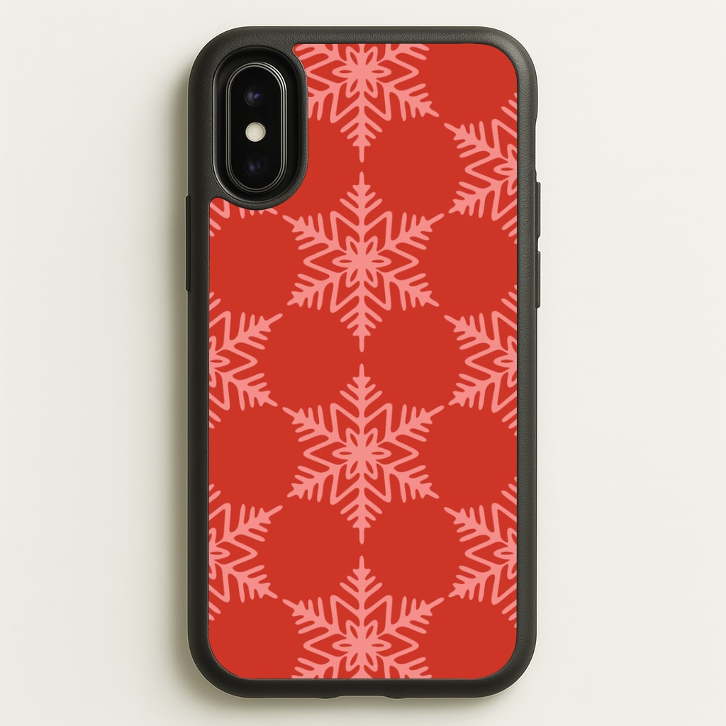 Red Giant Snowflakes Christmas Pattern iPhone X / XS Case