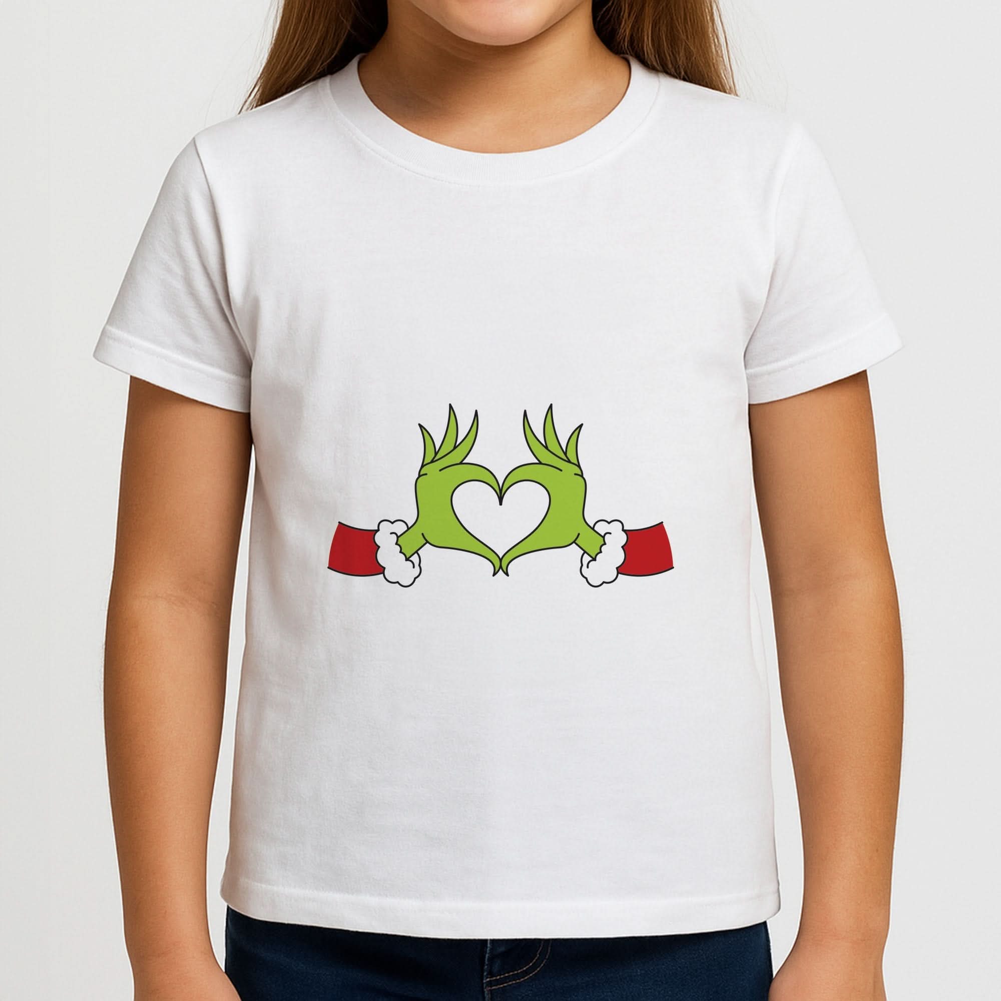 Christmas Green Heart Girls T-Shirt