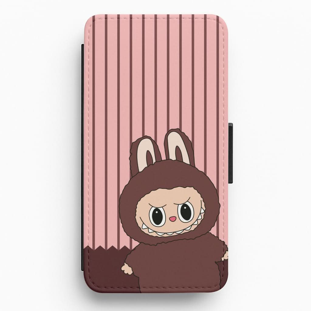 Stripey Cute Brown Monster Flip / Wallet Phone Case
