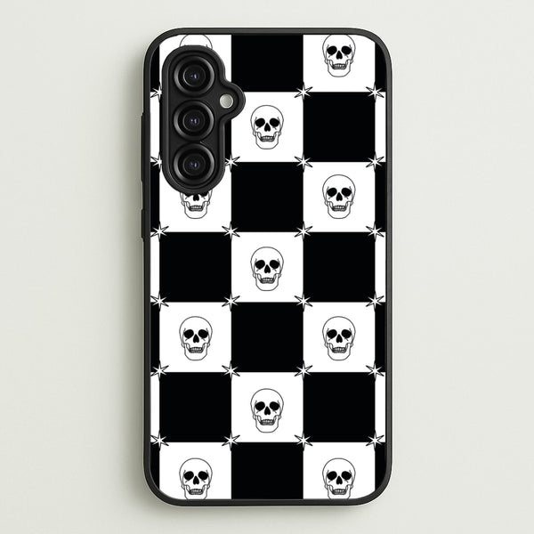 Checkered Skulls Pattern Galaxy A14 Case