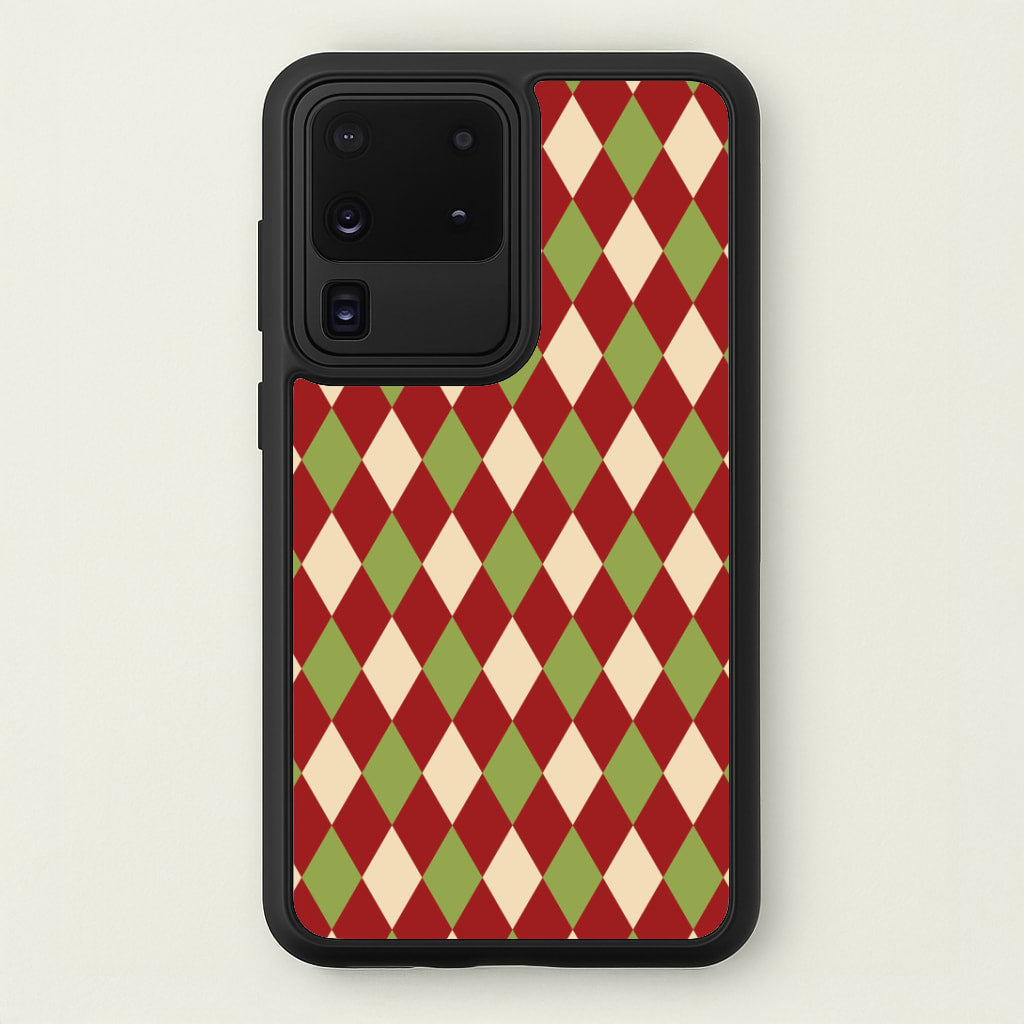 Red And Green Argyle Christmas Pattern Galaxy S20 Ultra Case