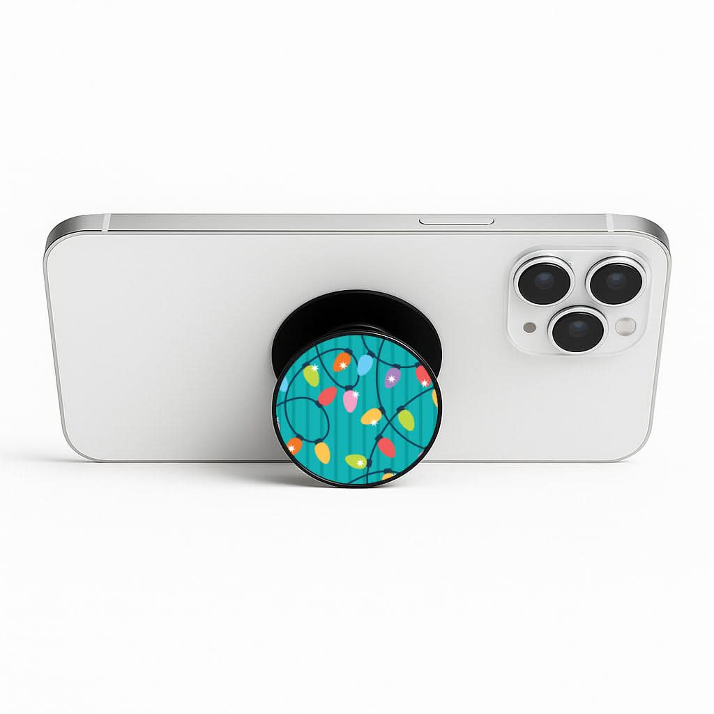 Funky Christmas Lights Pattern Phone Stand