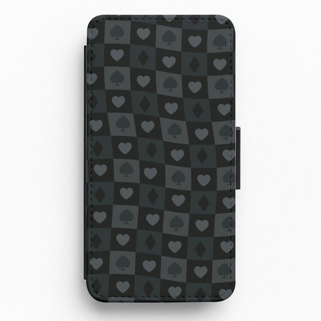 Card Suits Pattern Black Flip / Wallet Phone Case