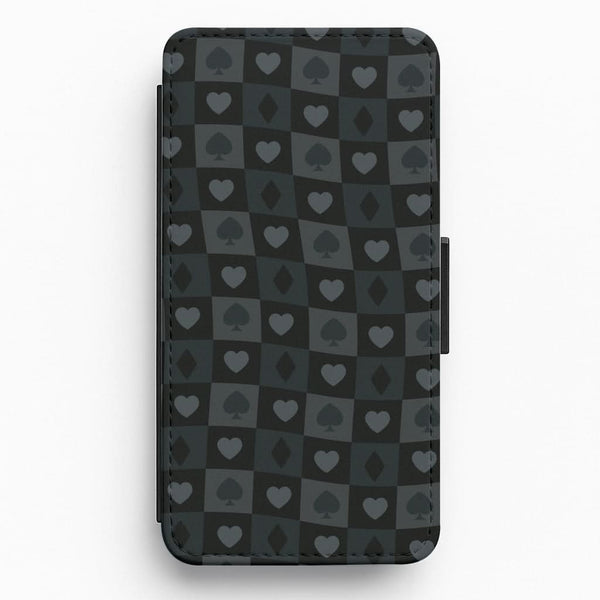 Card Suits Pattern Black Flip / Wallet Phone Case