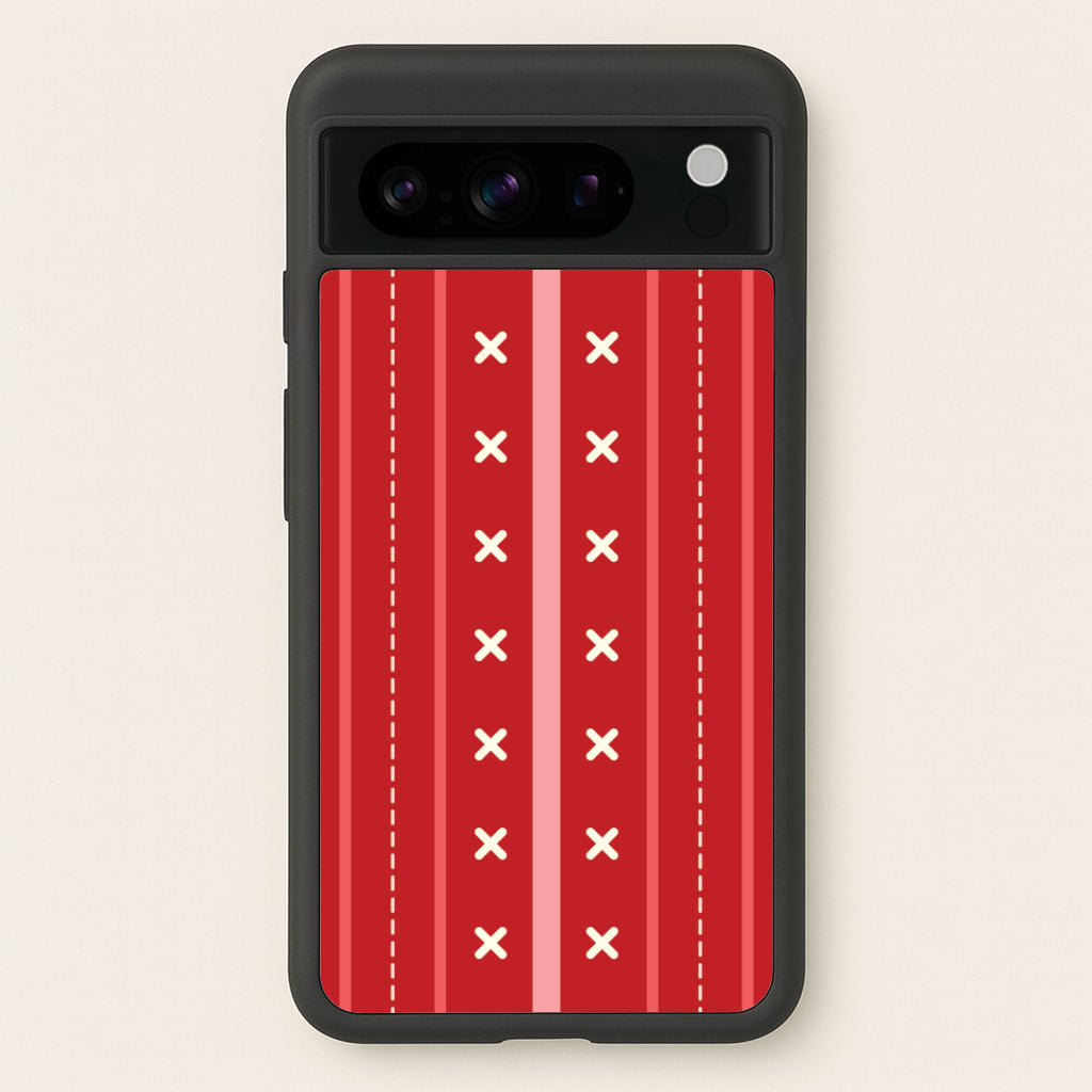 Stripes And Stitches Red Christmas Pattern Google Pixel 8 Pro Case