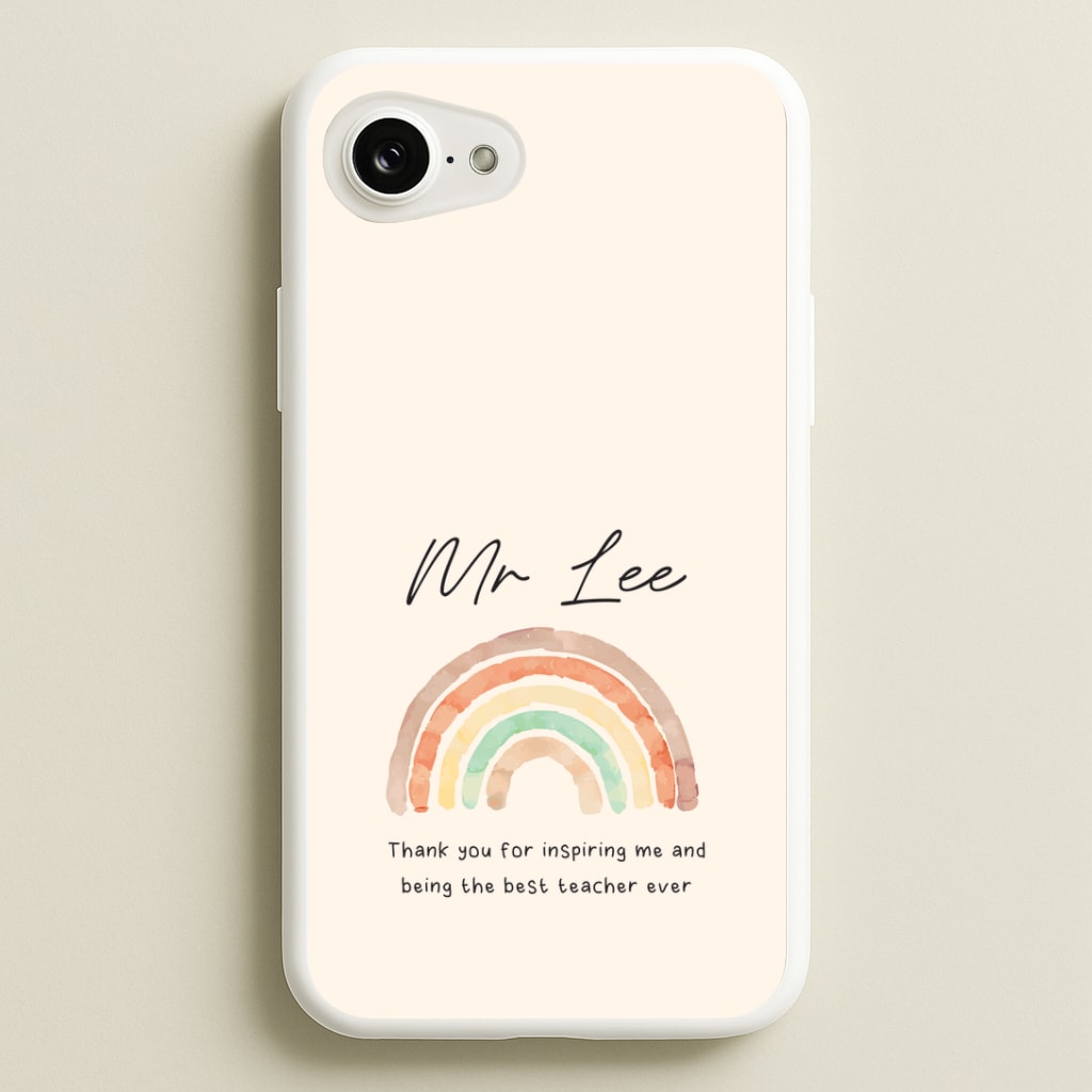 Biege Personalised Teacher Rainbow iPhone 16e Case