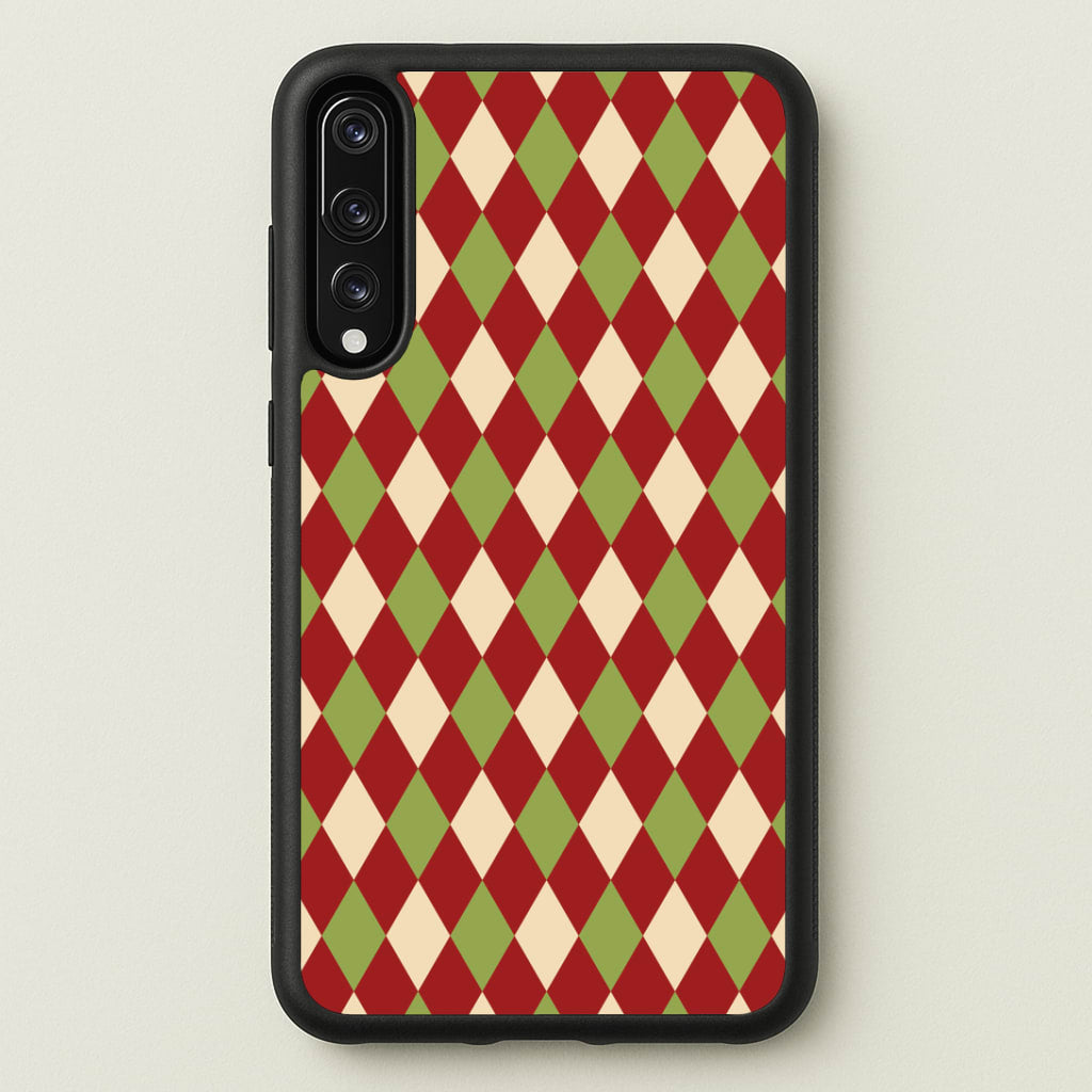 Red And Green Argyle Christmas Pattern Huawei P20 Pro Case