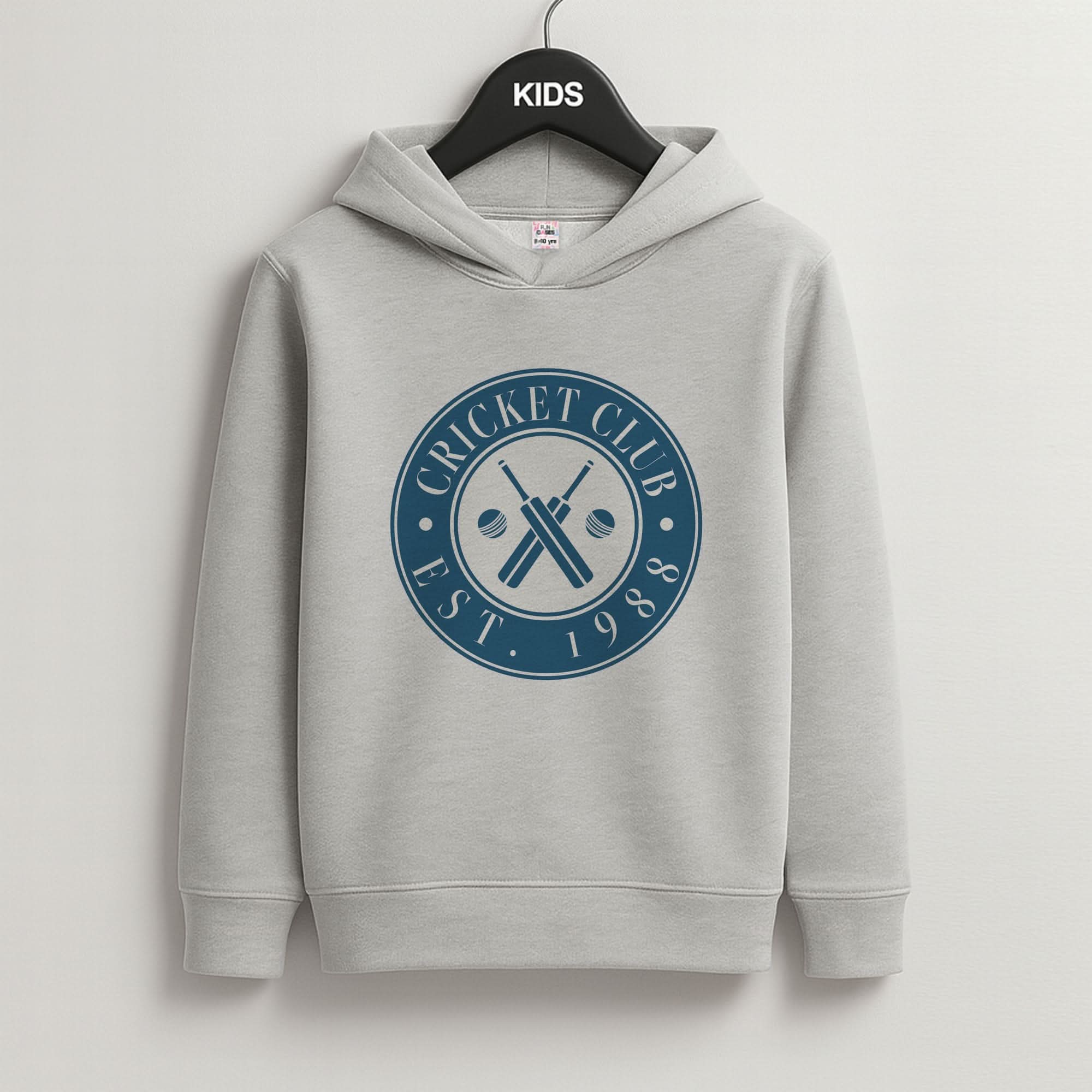 Cricket Badge Grey Kids Hoodie