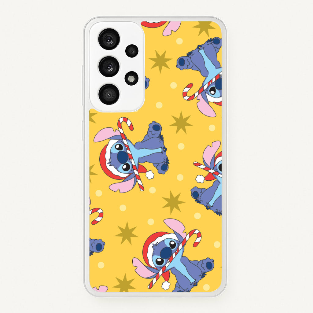 Cute Blue Alien Candycane Christmas Pattern Galaxy A33 Case