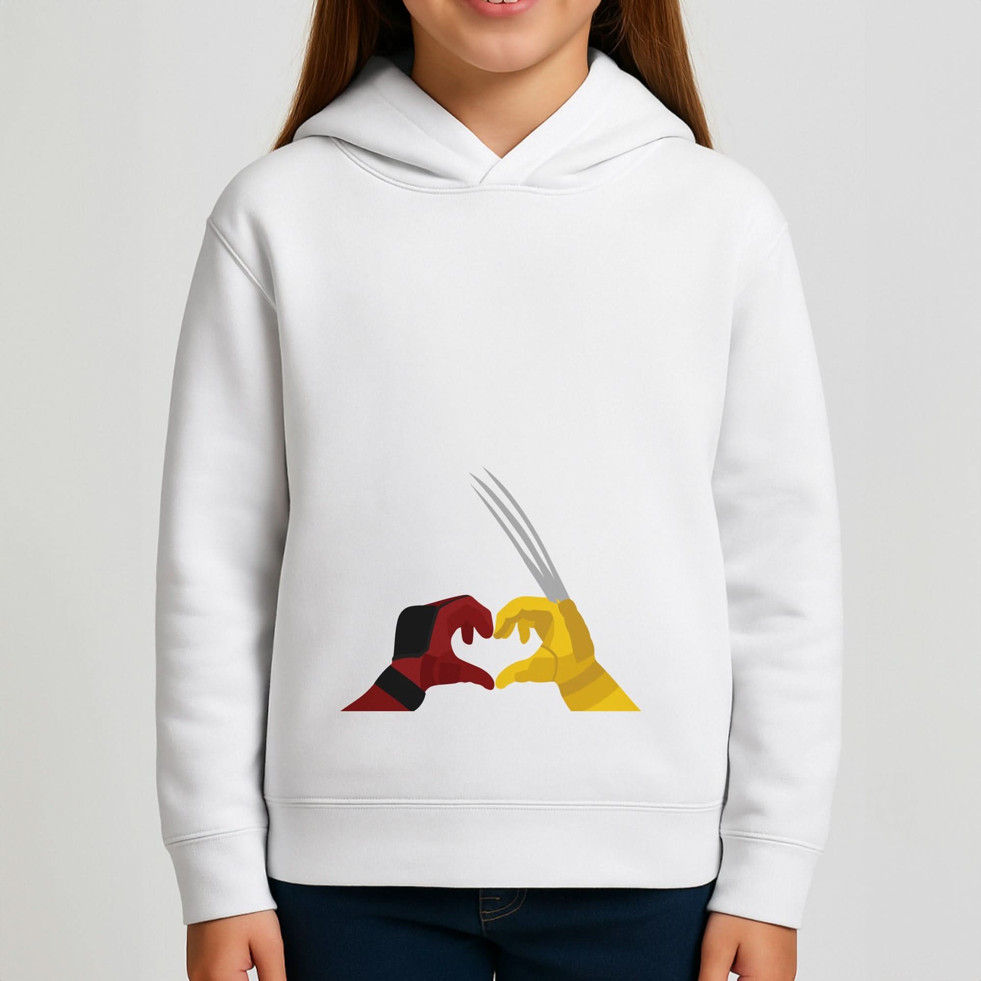 Red And Yellow Heroes Love Heart Girls Hoodie