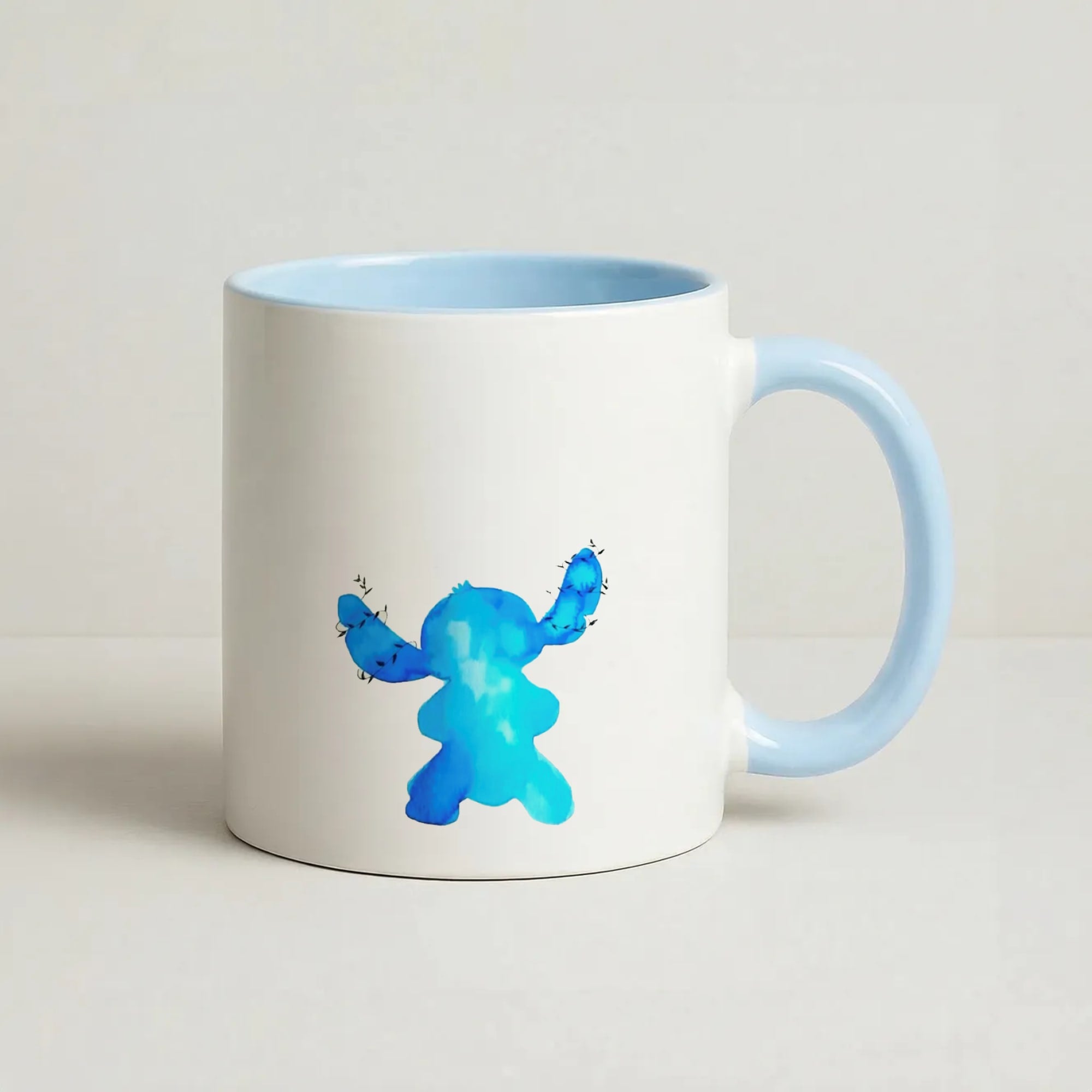 Watercolour Blue Alien Disney Coffee Baby Blue Mug