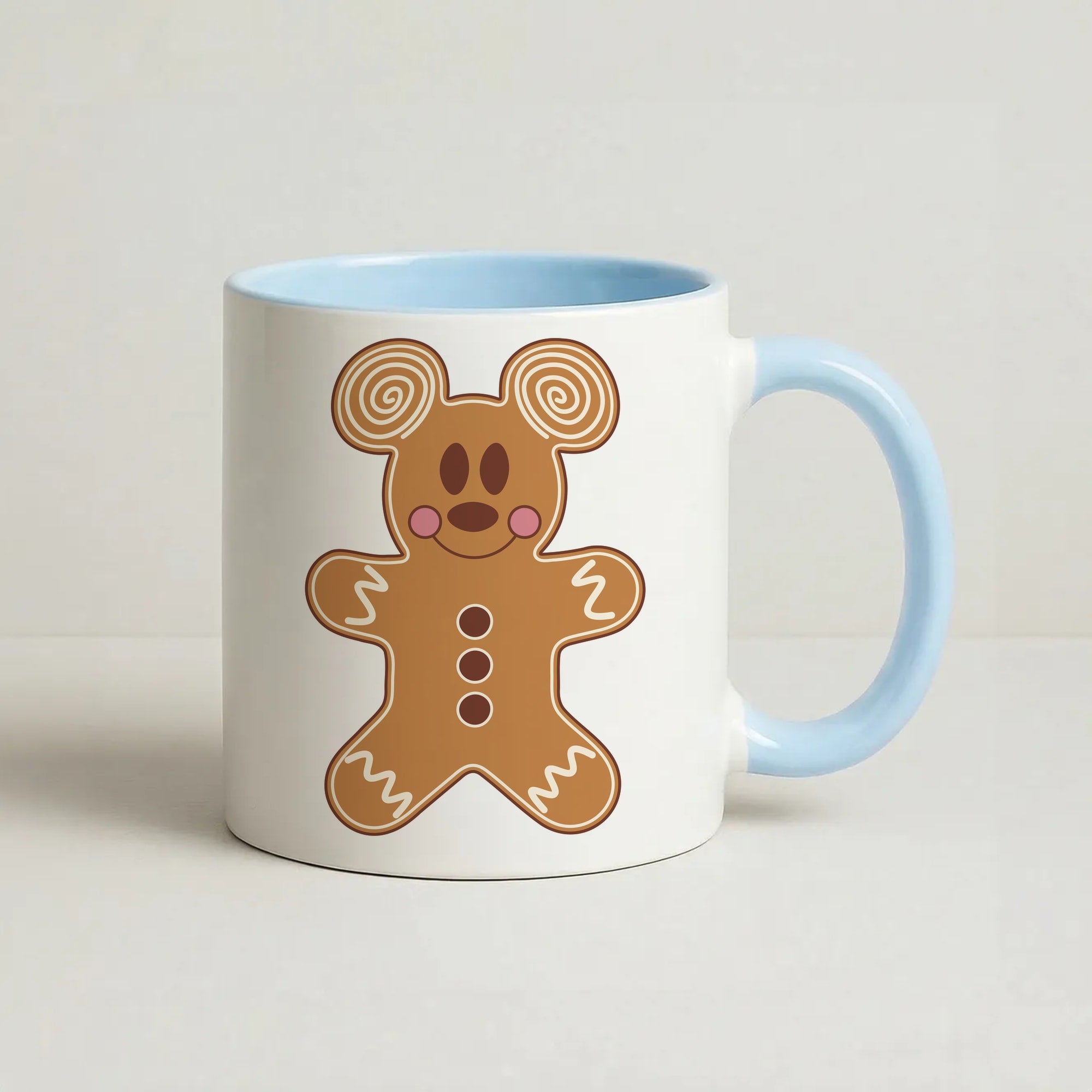 Cartoon Mouse Gingerbread Coffee Baby Blue Mug