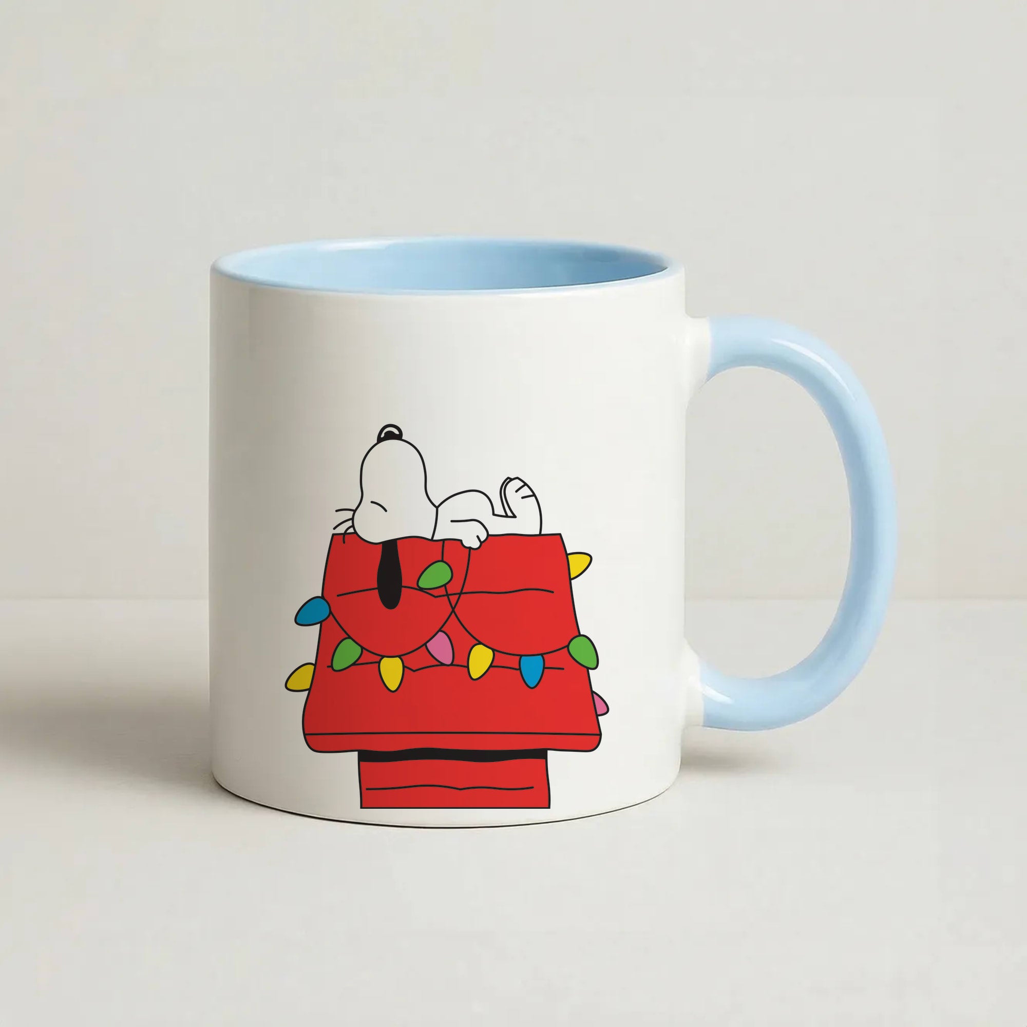 Cartoon Beagle Fairylights Coffee Baby Blue Mug