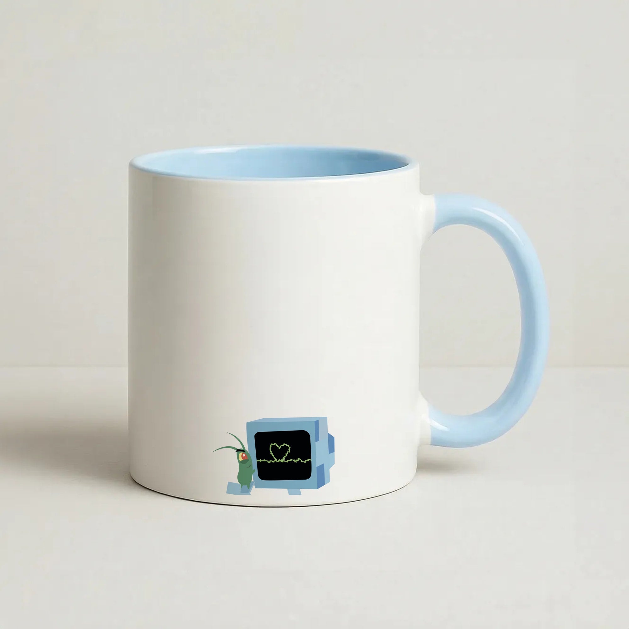 Plankton And Karen Coffee Baby Blue Mug