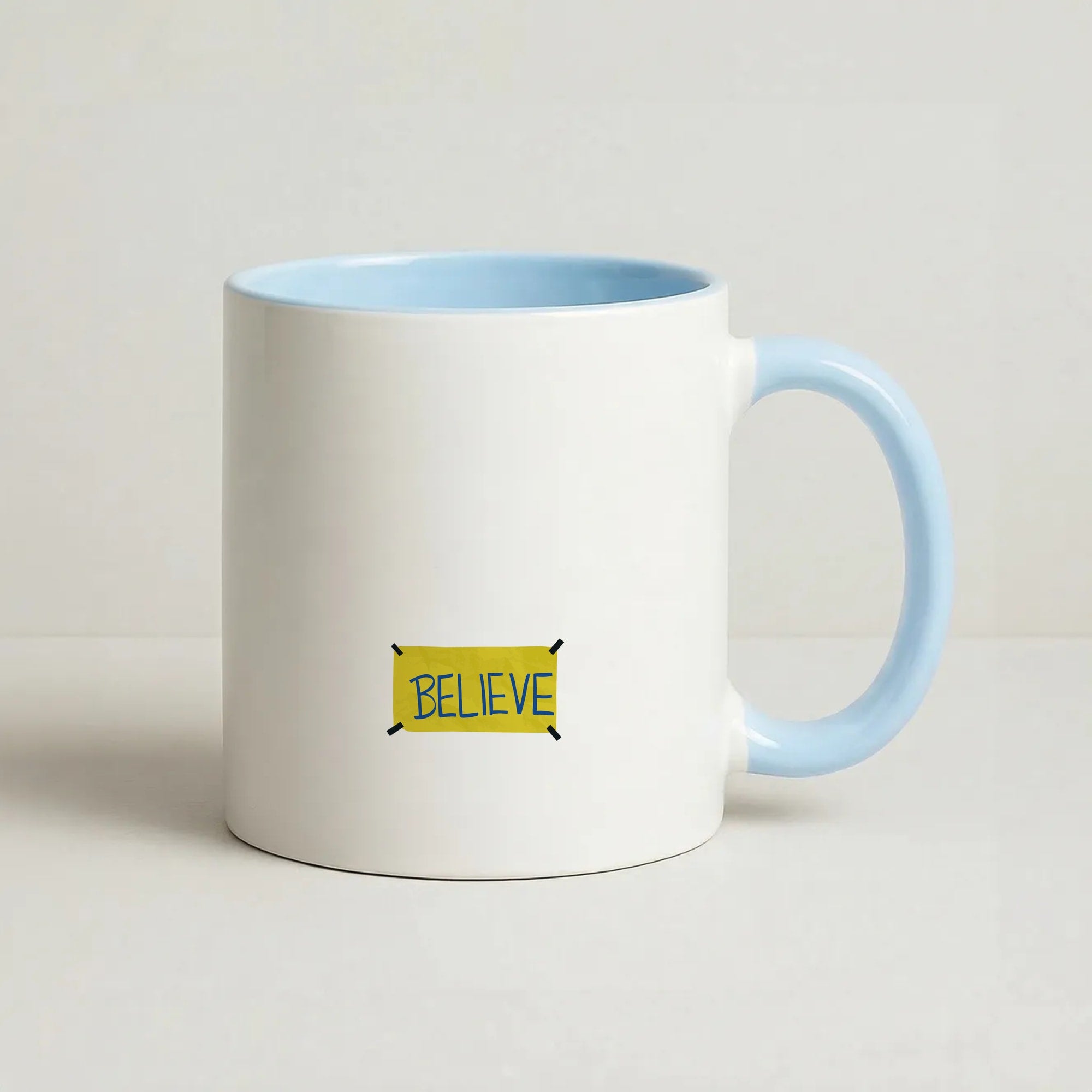 Believe Coffee Baby Blue Mug