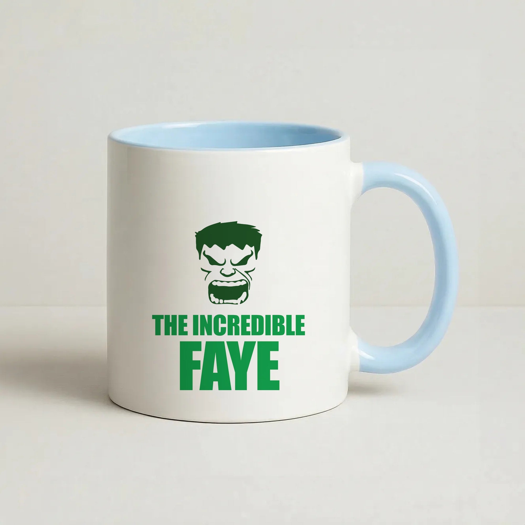 Hulk - Personalised Superhero Comic Coffee Baby Blue Mug