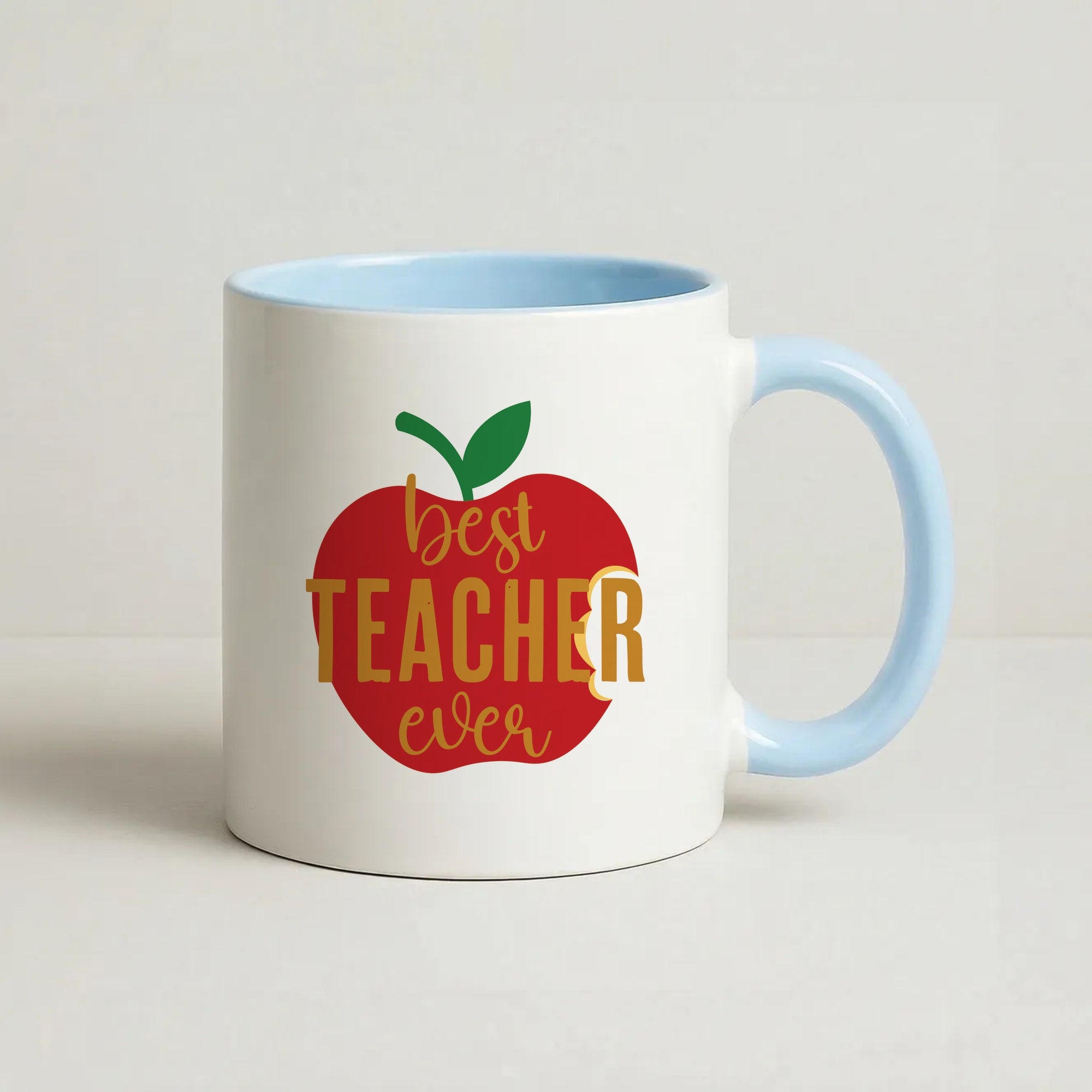 Apple Best Teacher Ever Coffee Baby Blue Mug
