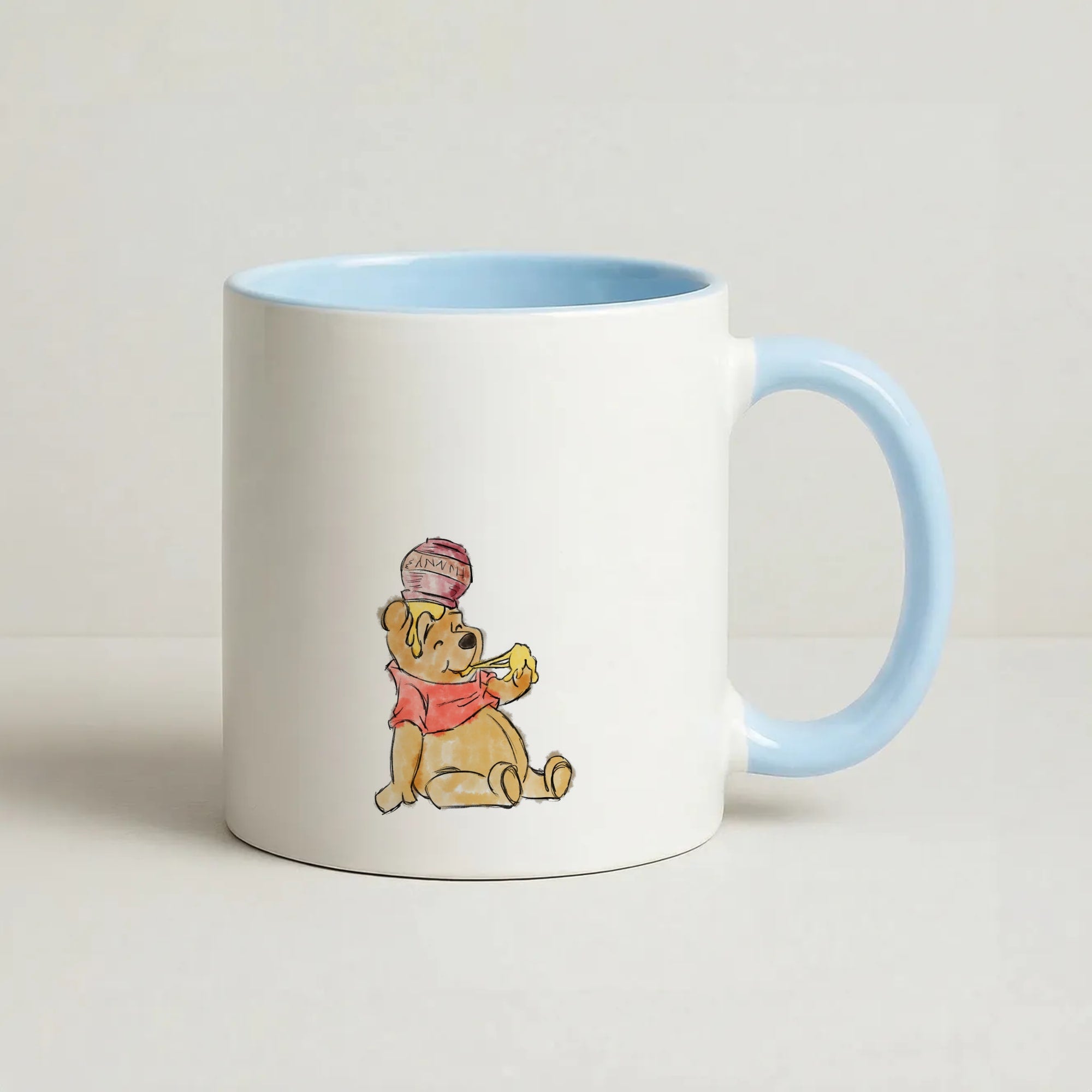 Winnie Sketch Coffee Baby Blue Mug