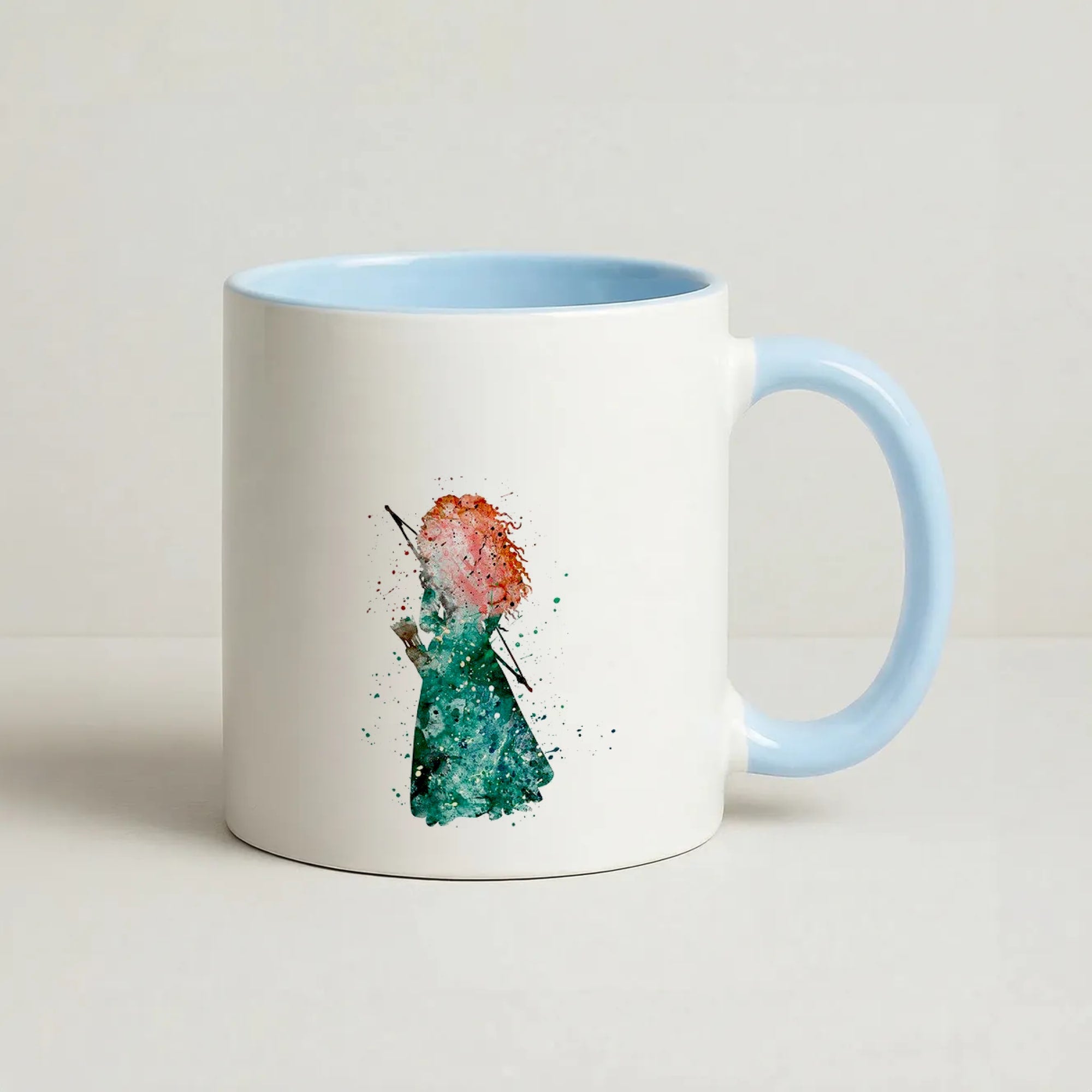 Watercolour Princess Merida Brave Fairytale Coffee Baby Blue Mug