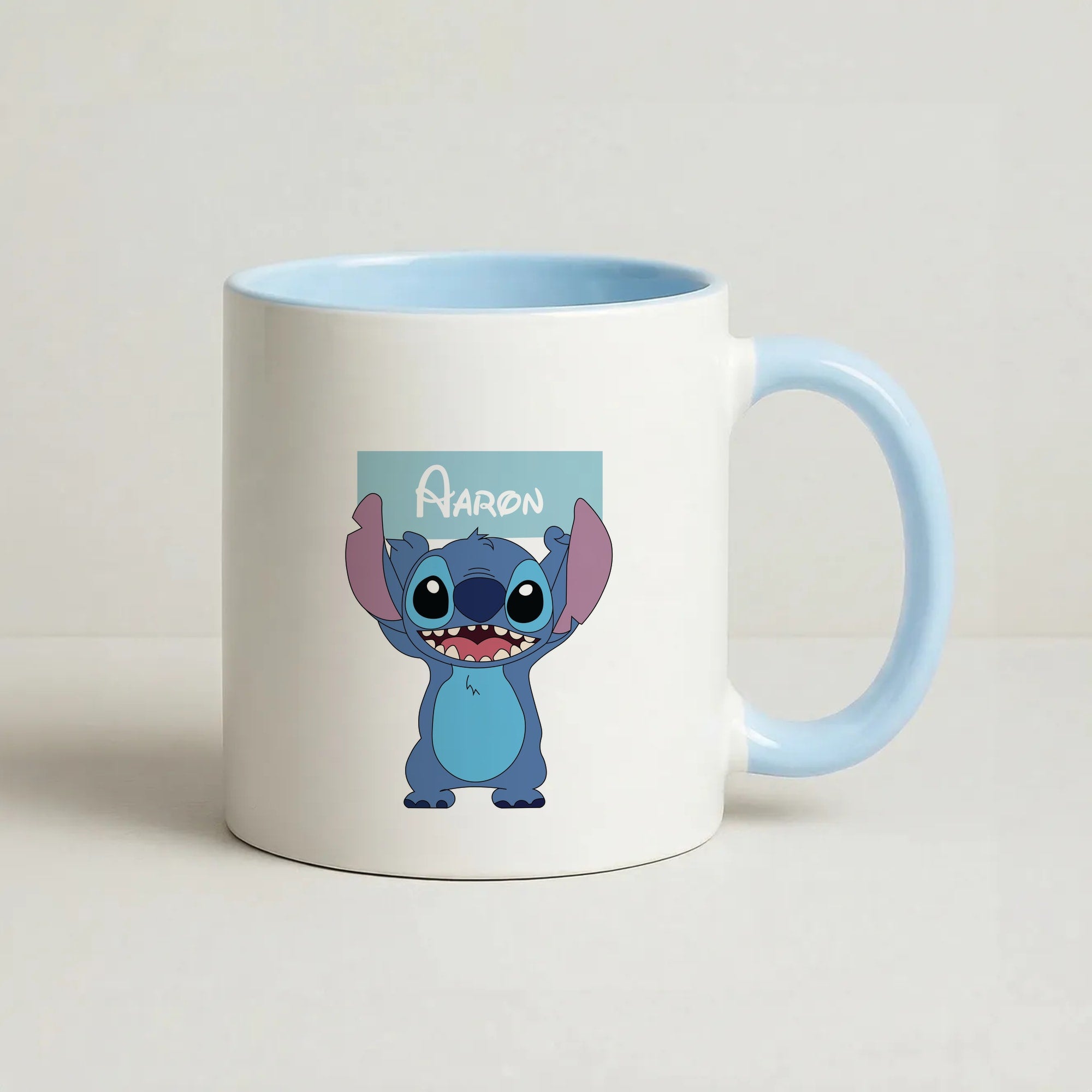 Standing Blue Alien - Personalised Disney Coffee Baby Blue Mug