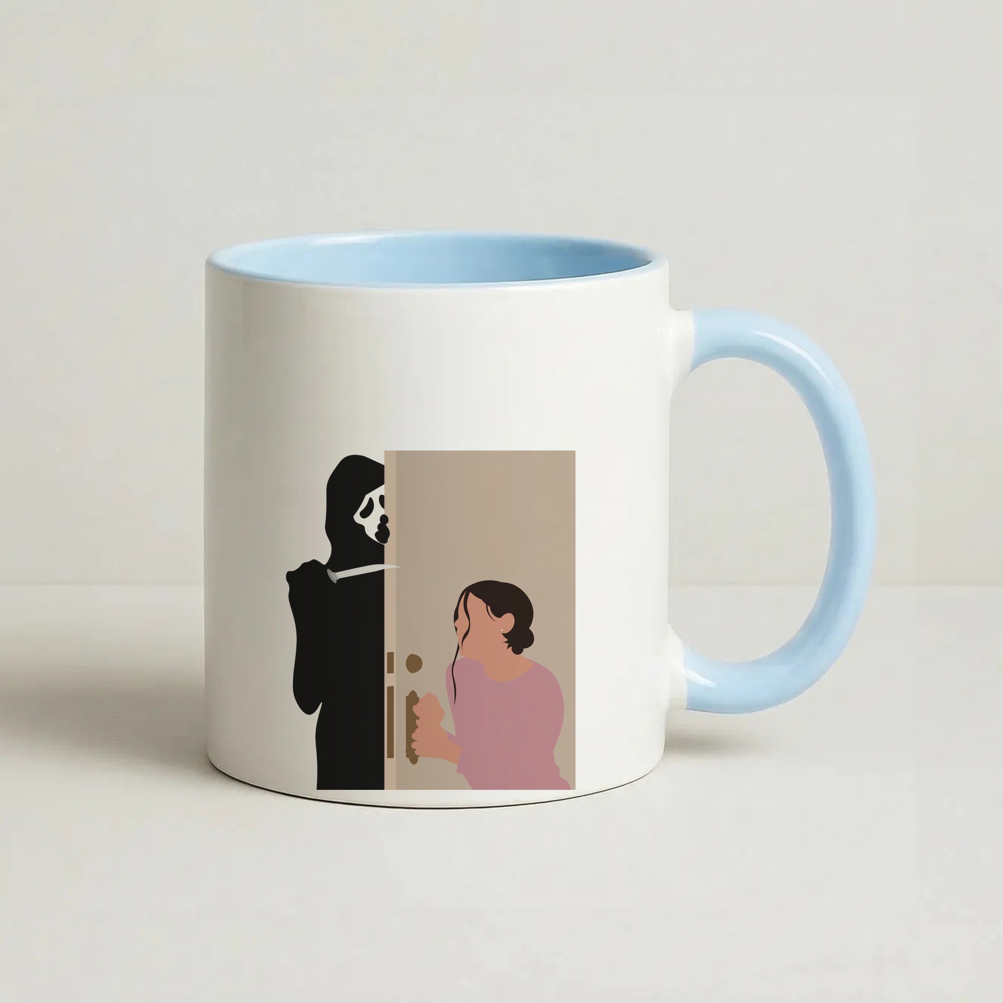 Tara And Ghostface - Scream Coffee Baby Blue Mug