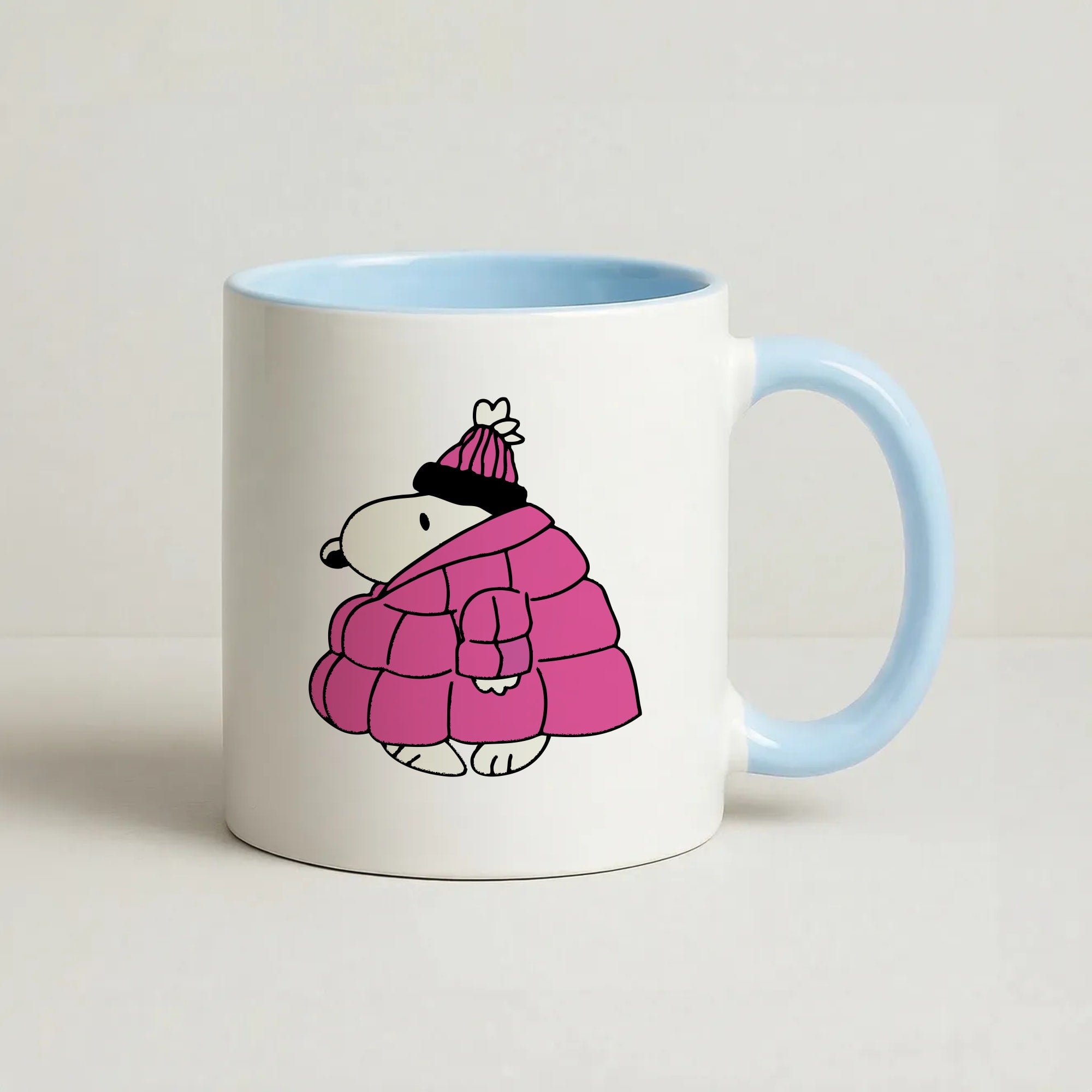 Cartoon Beagle Puffer Jacket Baby Blue Coffee Baby Blue Mug